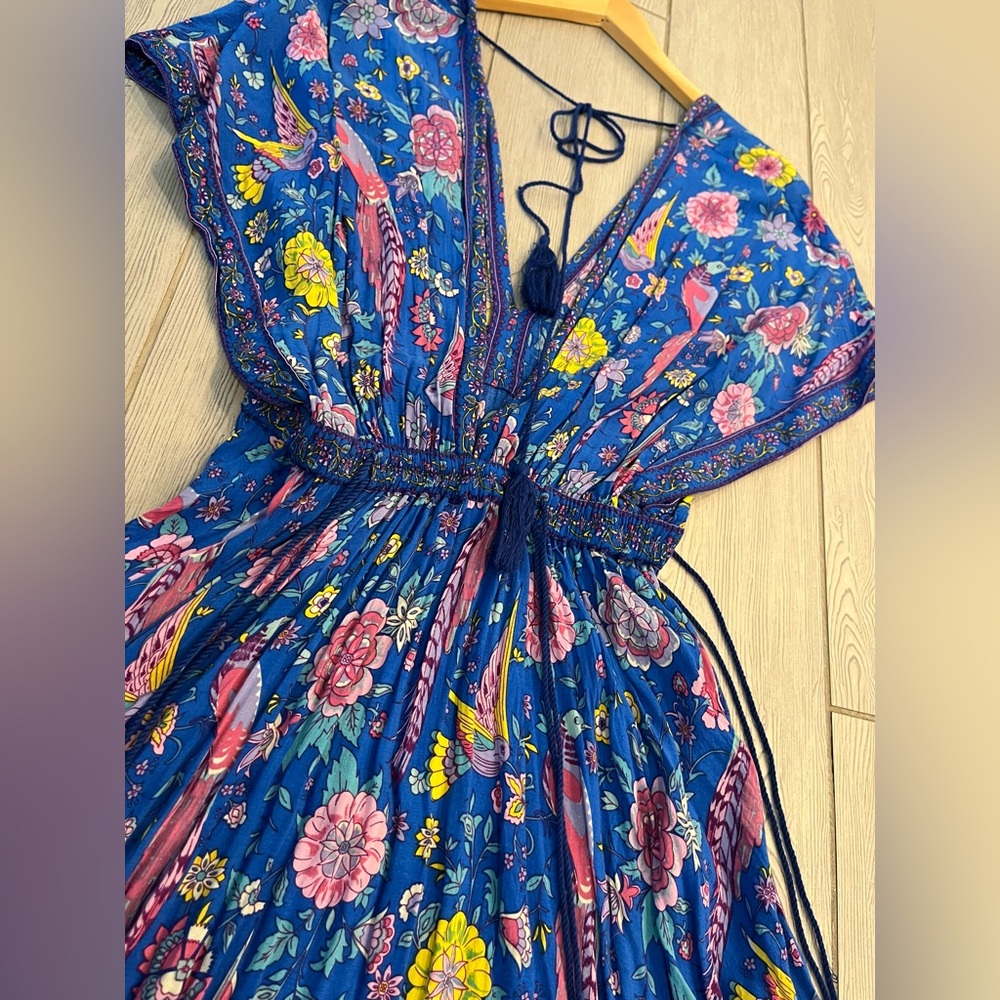 R. Vivomos Deepv Blue Floral Boho Maxi Dress - Picture 12 of 12